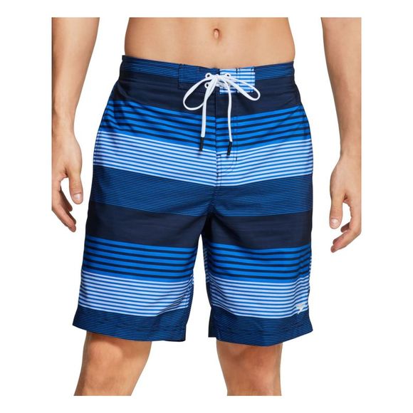 SPEEDO Mens Navy Drawstring Striped Athletic Fit Swim Trunks S - Picture 1 of 1